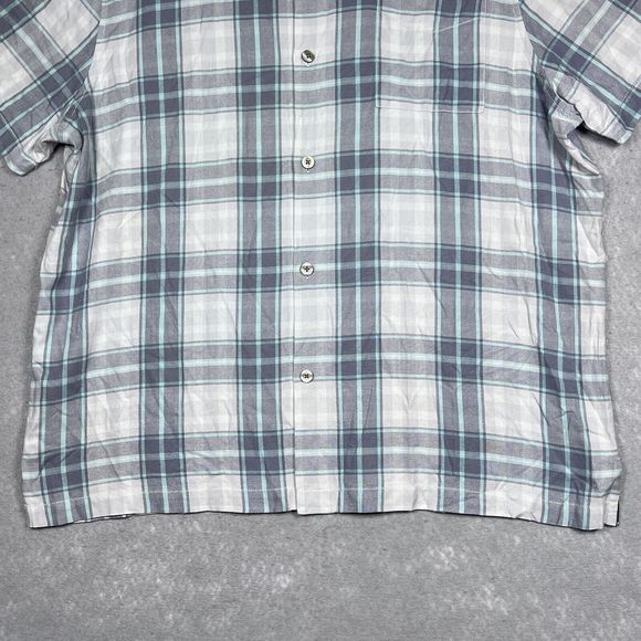 Tommy Bahama Zamora Plaid Silk Shirt Men XXL Gray Green Short Sleeve - Picture 3 of 13